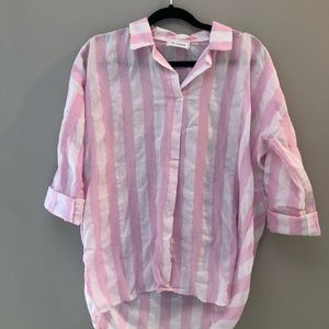 Pink and White Striped Tunic Shirt